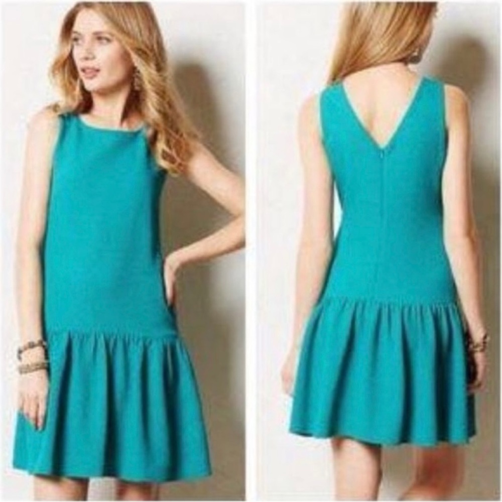 Anthropologie ‘maeve’ drop waist green dress M‎